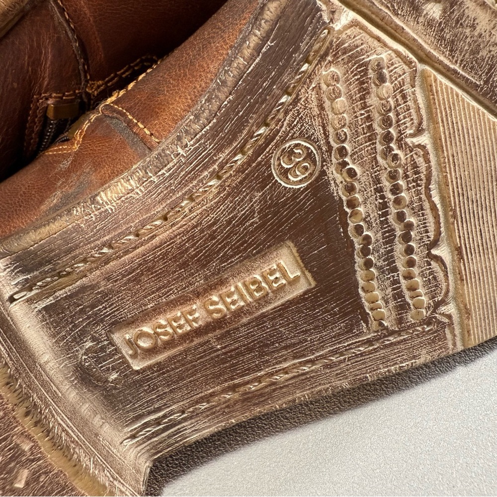 Josef Seibel Sienna 81 Distressed Brown Leather Zip Up Ankle Boots EU39 - Picture 13 of 15